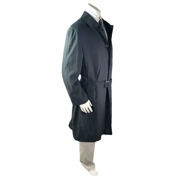 STAFFORD Men 42R Raincoat Travel Black Trenchcoat Jacket Removable Liner - Picture 5 of 15